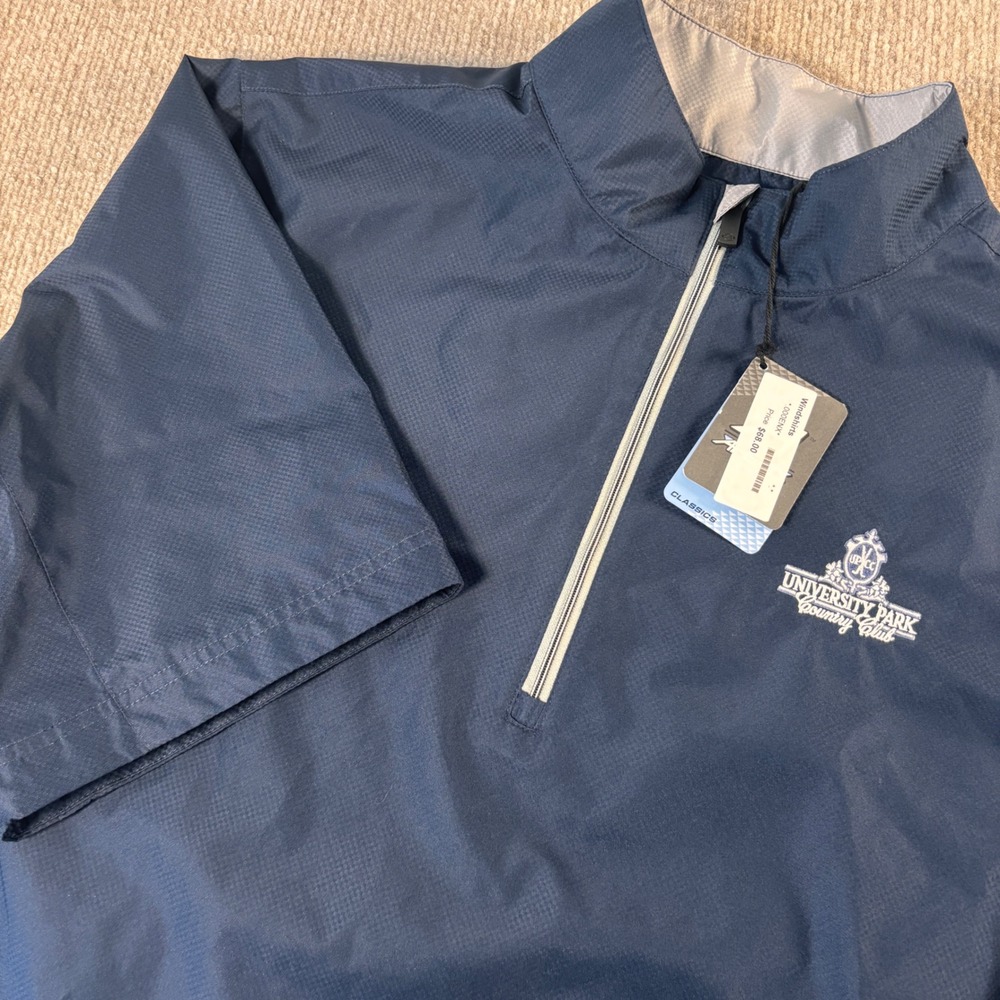 Ahead USA Navy Blue Short Sleeve Windbreaker Men's Size M University Park CC NWT